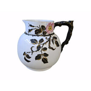 Antique Richard Briggs Boston Bodley Pattern Decorative Porcelain Pitcher